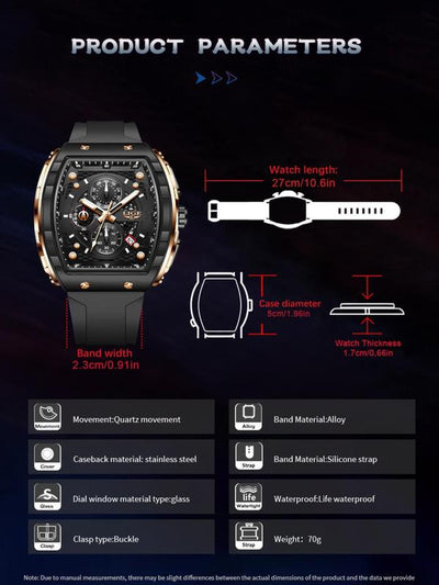 Men'S Sporty Waterproof Quartz Watch, Fashionable Luminous Watch with Calendar Display for Party, Daily Clothing Decor, Trendy All-Match & Exquisite Watch for Gift with Box