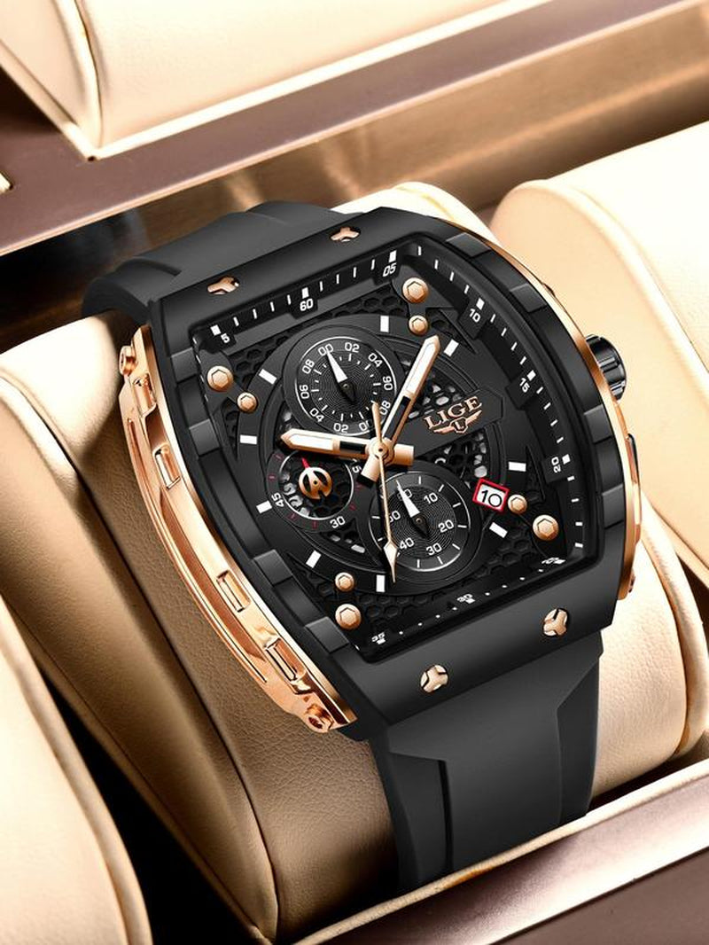 Men'S Sporty Waterproof Quartz Watch, Fashionable Luminous Watch with Calendar Display for Party, Daily Clothing Decor, Trendy All-Match & Exquisite Watch for Gift with Box
