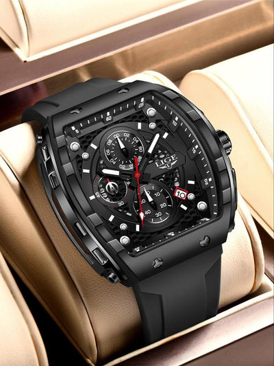 Men'S Sporty Waterproof Quartz Watch, Fashionable Luminous Watch with Calendar Display for Party, Daily Clothing Decor, Trendy All-Match & Exquisite Watch for Gift with Box