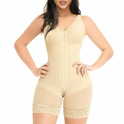 Women'S Fajas Colombianas Shapewear Full Body Shaper Butt Lifter with Zipper Crotch Black V Neck Everyday Style Fit Colombian Activewear Athletic Minimalist Sportswear