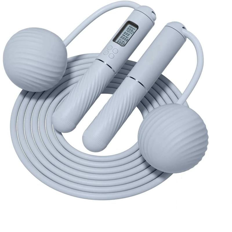 2 in 1 Cordless Jump Rope with Counter for Fitness - Adjustable Smart Skipping Rope for Men Women Kids Outdoor Speed Boxing Crossfit Workout Exercise Cardio Large Ball-Weighted Jump Rope