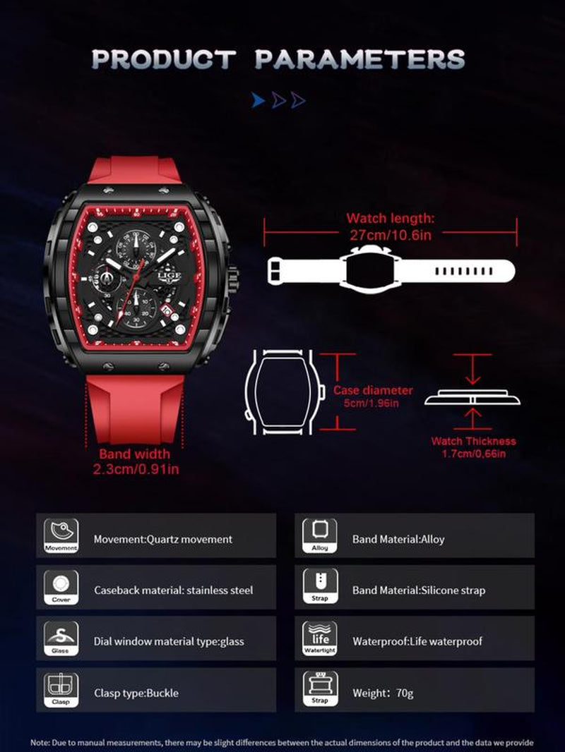 Men'S Sporty Waterproof Quartz Watch, Fashionable Luminous Watch with Calendar Display for Party, Daily Clothing Decor, Trendy All-Match & Exquisite Watch for Gift with Box