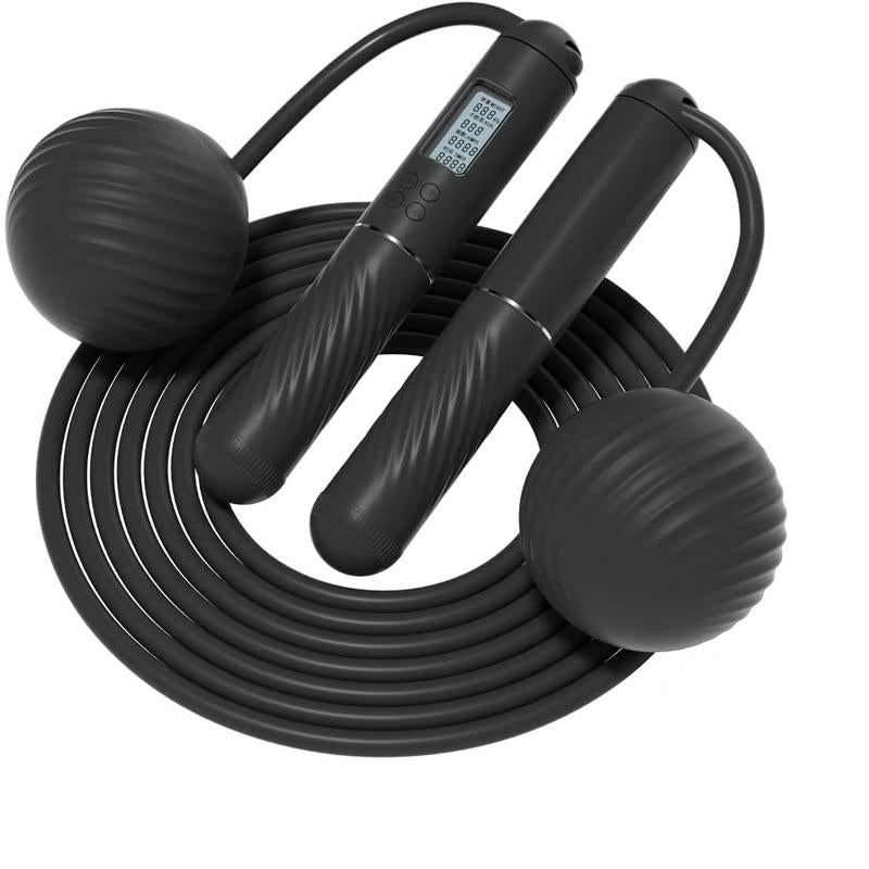 2 in 1 Cordless Jump Rope with Counter for Fitness - Adjustable Smart Skipping Rope for Men Women Kids Outdoor Speed Boxing Crossfit Workout Exercise Cardio Large Ball-Weighted Jump Rope