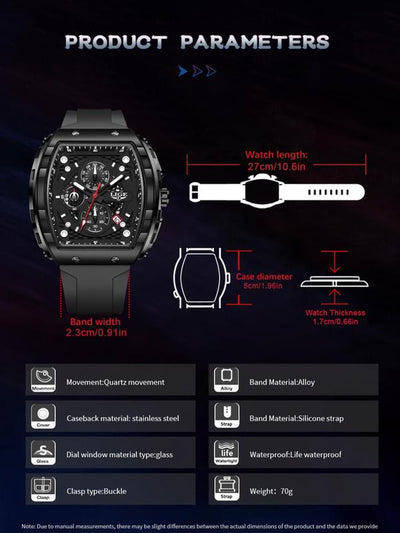 Men'S Sporty Waterproof Quartz Watch, Fashionable Luminous Watch with Calendar Display for Party, Daily Clothing Decor, Trendy All-Match & Exquisite Watch for Gift with Box