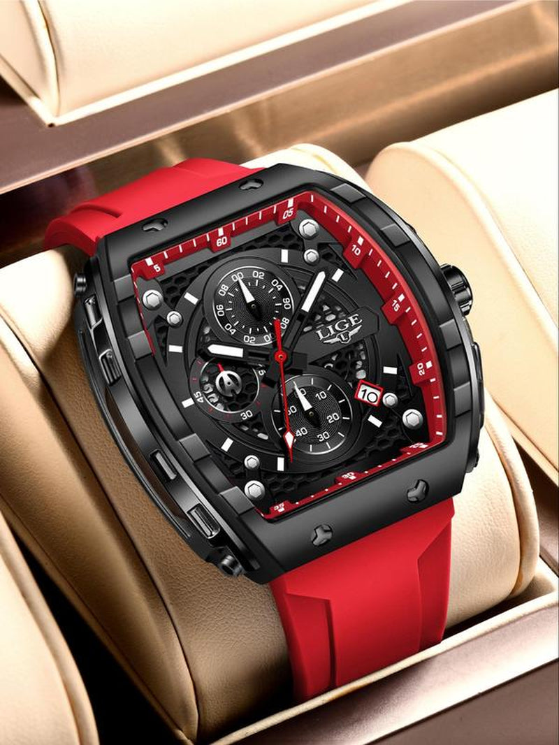 Men'S Sporty Waterproof Quartz Watch, Fashionable Luminous Watch with Calendar Display for Party, Daily Clothing Decor, Trendy All-Match & Exquisite Watch for Gift with Box